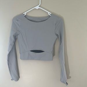 Grey long sleeve workout top